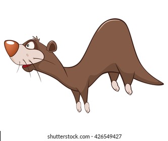 Vector Illustration of a Cute Otter. Cartoon Character