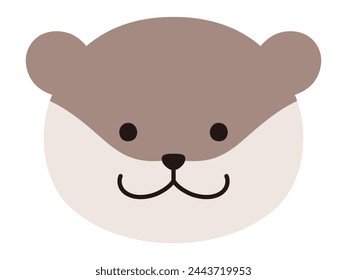 Vector illustration of cute otter face. Icons, animals