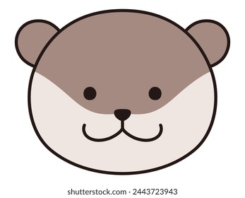 Vector illustration of cute otter face. Icons, animals