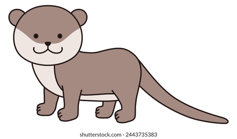 Vector illustration of cute otter. Icons, animals