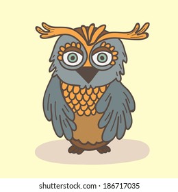 Vector illustration with cute owl
