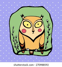 Vector illustration. Cute owl.