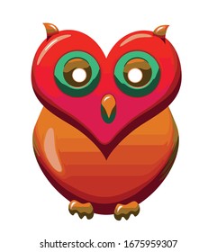vector illustration of cute owl bird in colors