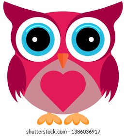 Vector illustration of a Cute owl with heart