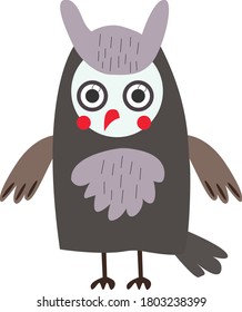 Vector illustration of cute owl isolated on white.