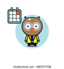 Vector illustration of cute owl looking at date design