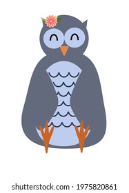 Vector illustration of a cute owl on white background