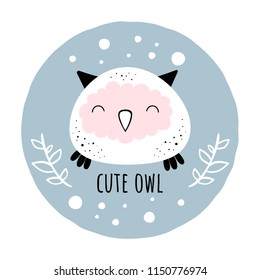 Vector illustration of Cute owl.Scandinavian motives.