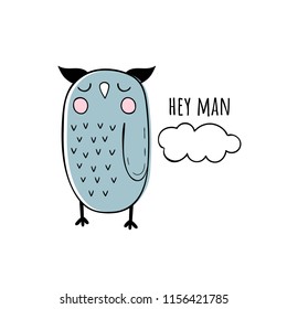 Vector illustration of Cute owl.Scandinavian motives.