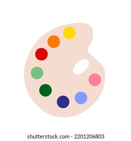 vector illustration of a cute paint palette, back to school. Vector stationery in flat style.