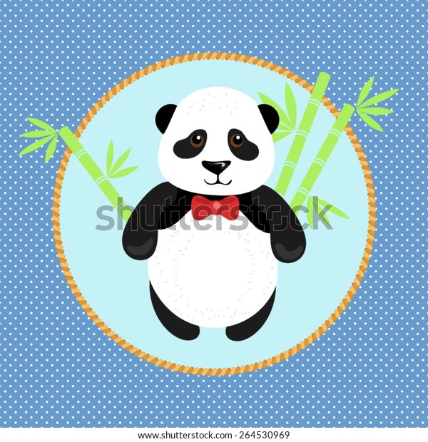 Vector Illustration Cute Panda Bamboo Stock Vector (Royalty Free