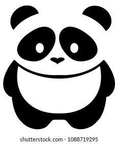 Vector illustration of cute panda bear silhouette. Logo design template. Funny lazy Panda animal icon logotype concept.