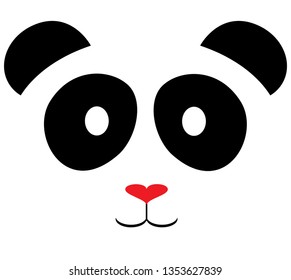 vector illustration of a cute panda bear with heart nose.