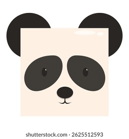 Vector illustration of a cute panda bear face with big eyes on a white background