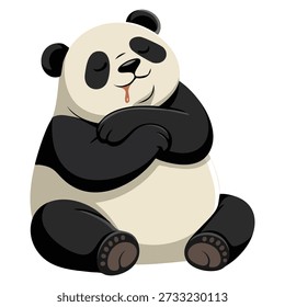 Ilustração vetorial de urso panda bonito animal selvagem engraçado com estilo de desenho animado de expressão séria e pensativa no fundo branco perfeito para arte temática animal