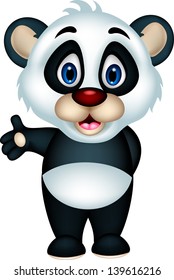 vector illustration of cute panda cartoon posing