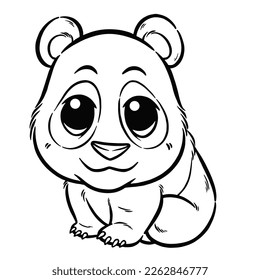 Vector illustration of cute panda cartoon - Coloring book for kids
