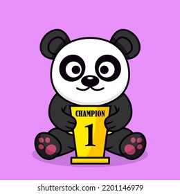 Vector illustration of cute panda and chibi animal