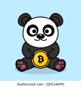 Vector illustration of cute panda and chibi animal