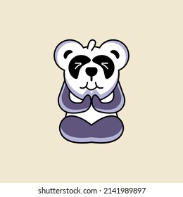 vector illustration of a cute panda doing yoga. simple flat for logo icon.