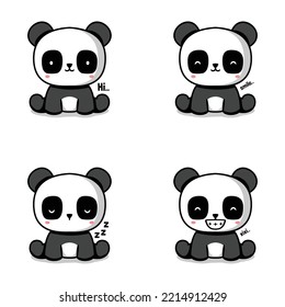 ilustración vectorial de panda emoji lindo