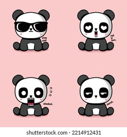 vector illustration of cute panda emoji