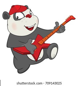 Vector Illustration Cute Panda Guitarist Cartoon: เวกเตอร์สต็อก (ปลอด