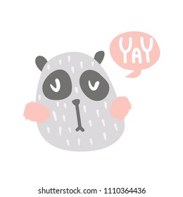 vector illustration, cute panda head on isolated background
