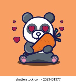 vector illustration of cute panda hug carrots, good for t-shirt, greeting card, invitation card or mascot