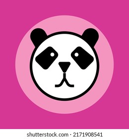 Vector illustration cute panda icon with pink background. Perfect for t-shirt logo, sticker, etc