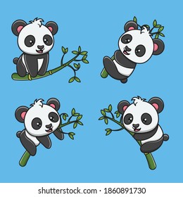 vector illustration of cute panda kawaii style