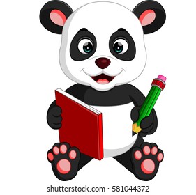 vector illustration of Cute Panda reading a book