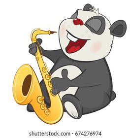 Vector Illustration of a Cute Panda Saxophonist.. Cartoon Character