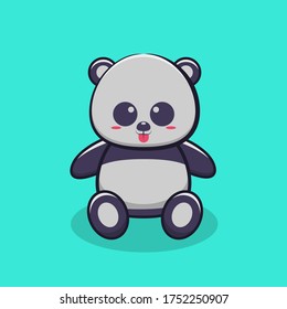 Ilustración vectorial de la sentada Cute panda. Estilo de caricatura plano para pancarta, volante, adhesivo, tarjeta de saludo, página de aterrizaje web.