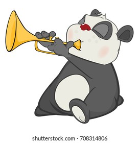 Vector Illustration of a Cute Panda Trumpeter. Cartoon Character 