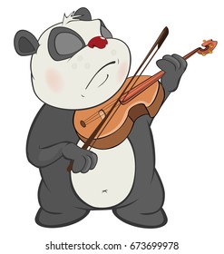 Vector Illustration of a Cute Panda Violinist. Cartoon Character 