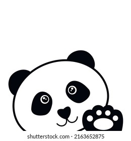 Ilustración vectorial de un lindo panda ondeando su pata sobre un fondo blanco