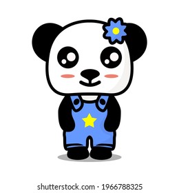 ilustración vectorial de ropa de panda linda y linda