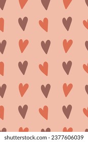 Ilustración vectorial. Patrón lindo con corazones. Colores tranquilos. Fondo romántico para el diseño de tarjetas, afiches, papel de regalo, impresiones.