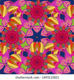Vector illustration. Cute pattern with small flowers. Floral pattern with flowers and leaves.