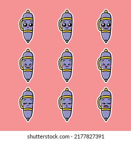 vector illustration of cute pen emoji