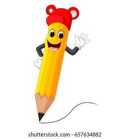 vector illustration of Cute pencil cartoon