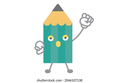 Vector illustration of a cute pencil character