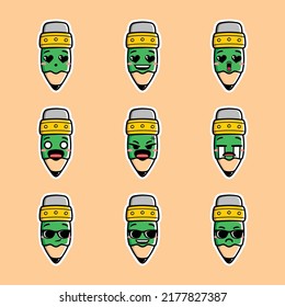 vector illustration of cute pencil emoji