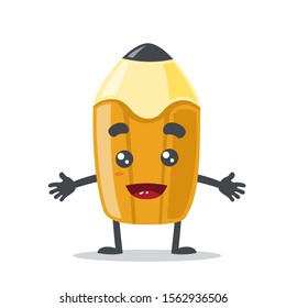 vector illustration of cute pencil mascot on white background