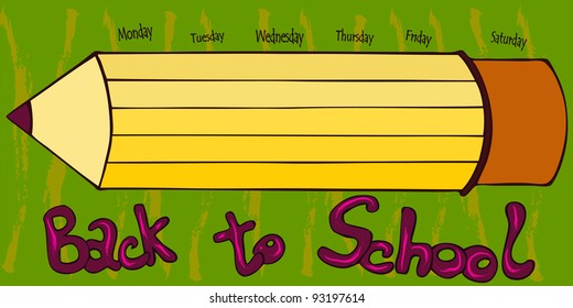 Vector illustration, cute pencil shaped schedule, card concept.