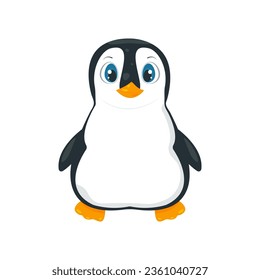 Vector illustration of a cute penguin in cartoon style.
Winter, funny character on a white background.
Animal symbol of Antarctica.
Suitable for print, design, and web.
