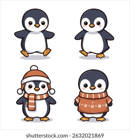 Vector illustration of cute penguin cartoon