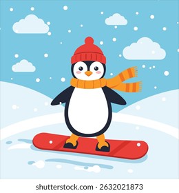 Vector illustration of cute penguin cartoon