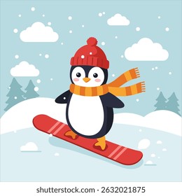Vector illustration of cute penguin cartoon